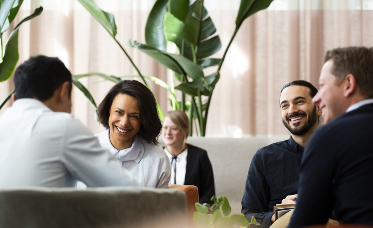 Coworkers having a conversation