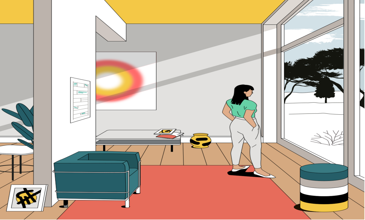 Image of a painting of a lady looking out the window