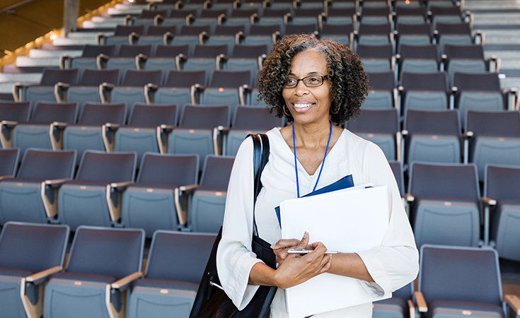 Woman in auditorium